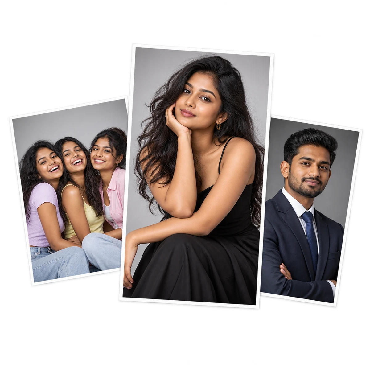 Illustrative teen friends, individual and corporate studio portraits