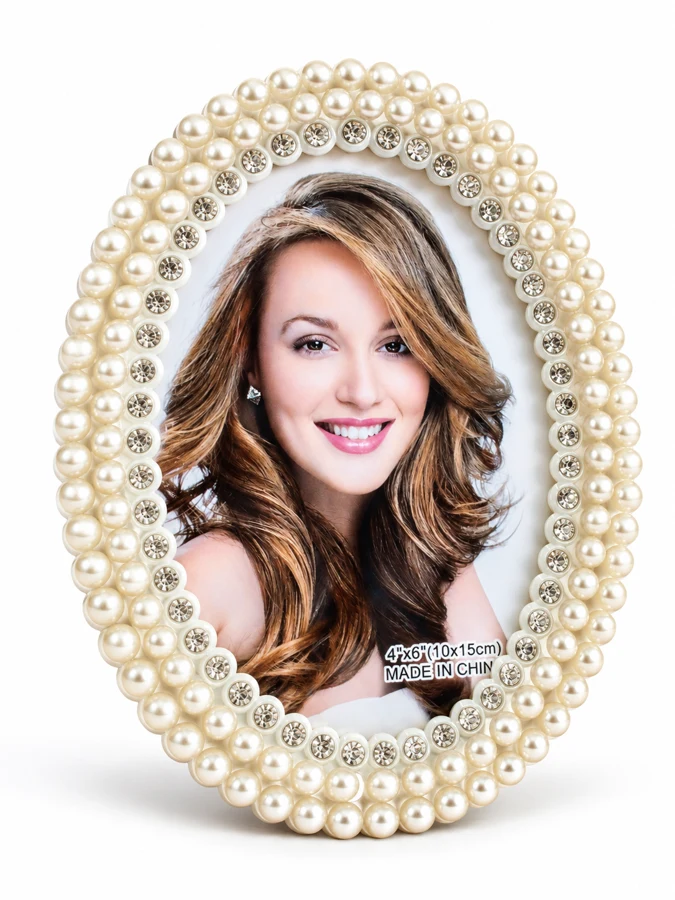 Pearl and Rhinestone Oval Portrait Frame