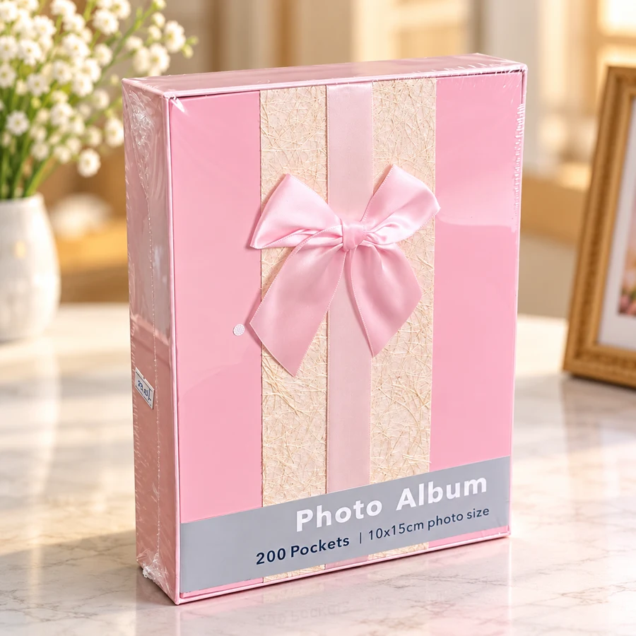 Pink Satin Bow Photo Album Box