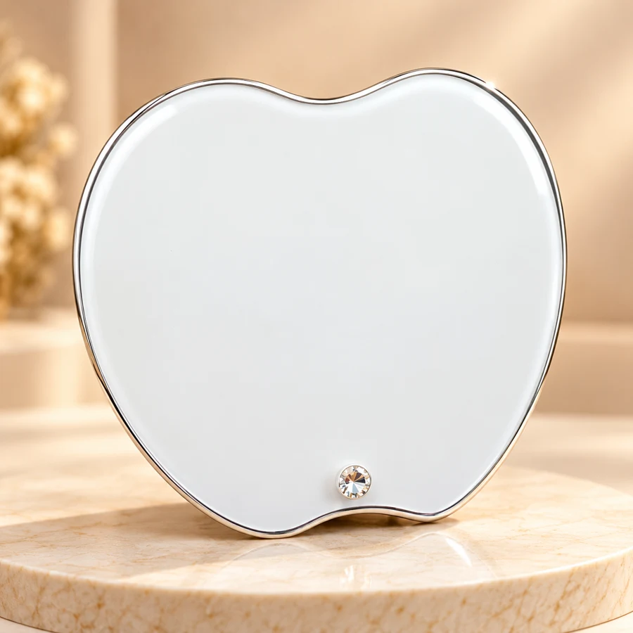 Glossy White Heart Frame on Marble