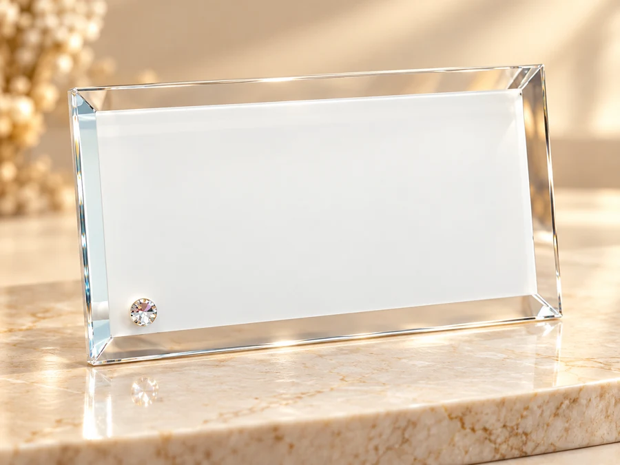 Elegant Crystal Plaque on Marble