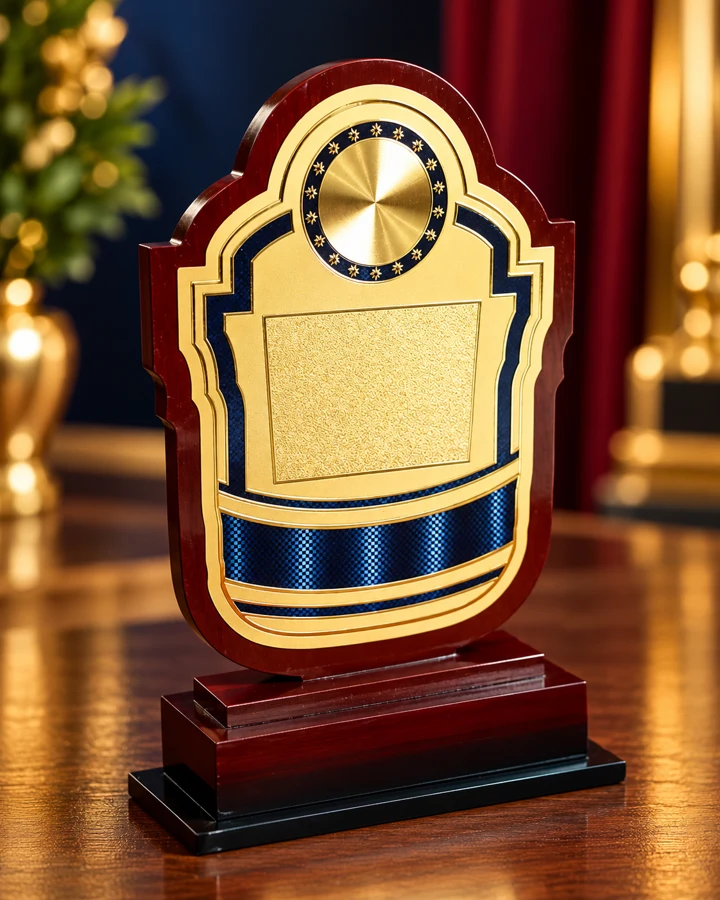 Ornate Gold and Navy Award Plaque