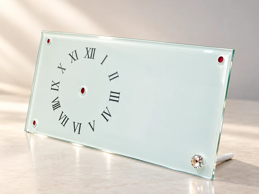 Elegant Frosted Glass Roman Numeral Clock
