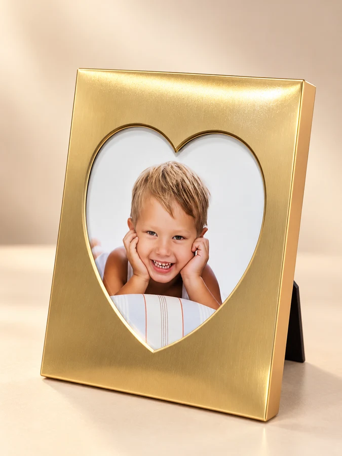 Golden Heart Frame with Joyful Child Portrait