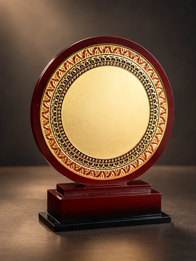 Ornate Golden Burgundy Award Plaque