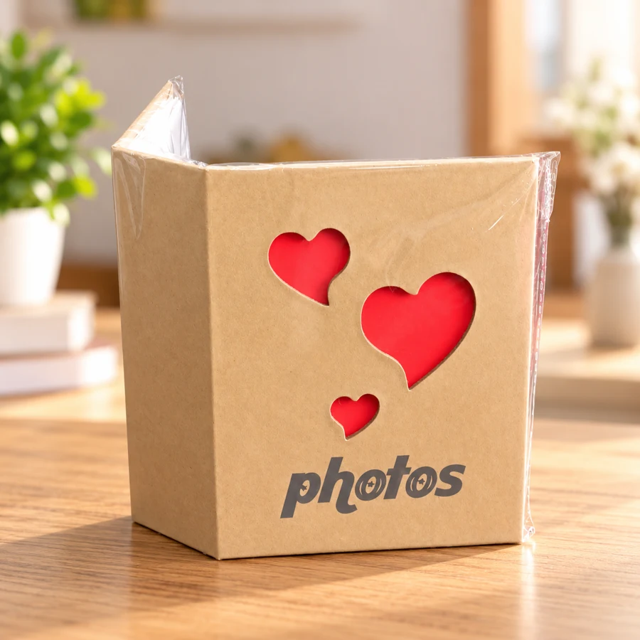 Kraft Photo Album with Heart Cutouts