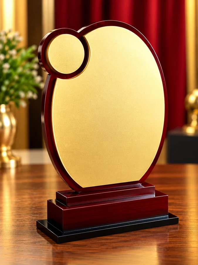 Elegant Gold and Mahogany Award Plaque