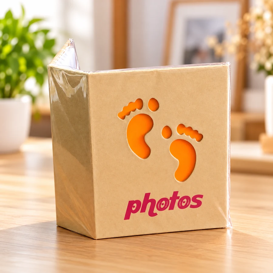 Kraft Photo Album with Baby Footprints